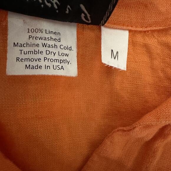 Boxy Linen Popover Shirt Collared Orange Fall Artsy USA Vtg Women’s Medium - Picture 11 of 11
